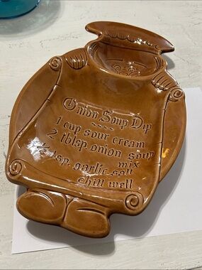 Brown Ceramic Onion Soup Dip Serving Dish